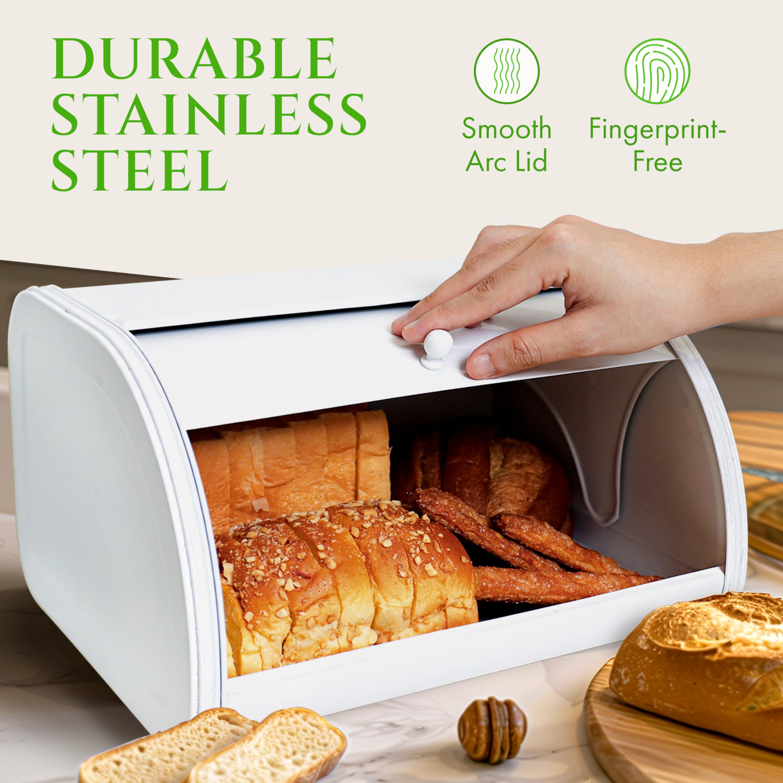 Amazon.com: Modern Metal White Bread Box for Kitchen